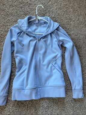 Athleta Triumph Hoodie Jacket Womens Small Sky Blue Full Zip Hooded Sweatshirt